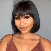 Peruca Lace Humana Chanel com franja 35cm 4x4 HD - Yara